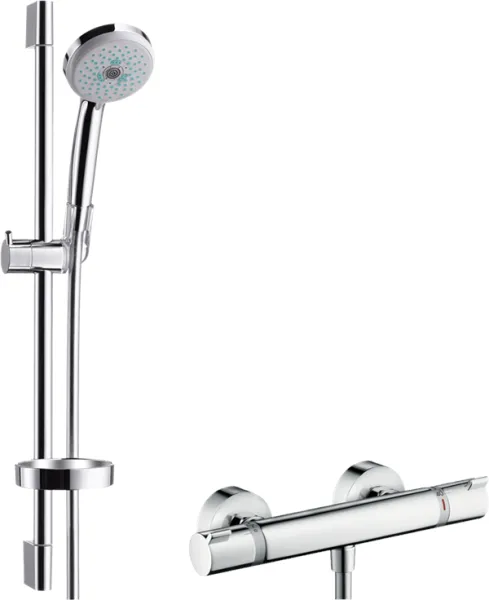Conjunto de ducha Hansgrohe Croma 100 con mezclador de ducha Ecostat Comfort, cromo