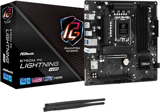 ASRock B760M PG LIGHTNING WIFI Placa base - Intel B760 - Intel LGA1700 - DDR5 RAM - Micro-ATX