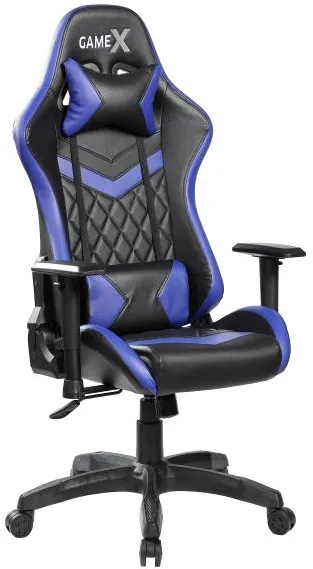 GameX GameX Lopez cuero sintético negro/azul 70x65x134cm
