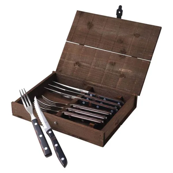 Cubertería para bistec/parrilla Gense Old Farmer 8 piezas - Madera/acero