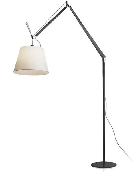 Lámpara de pie Artemide Tolomeo Mega Cuerpo Negro Pantalla de Pergamino de 32 cm con Regulador de Luz