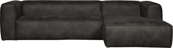 Bean, sofá esquinero derecho, negro, H73x175x305 cm, cuero