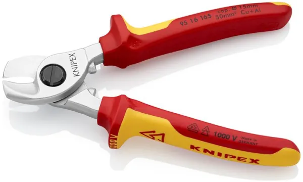 Knipex Tijeras para cables cromadas, aprobadas por VDE 165 mm