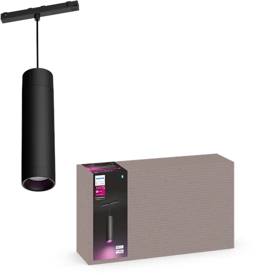 Lámpara colgante cilíndrica de techo Philips Hue Perifo - negro
