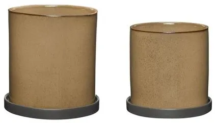 Juego de 2 macetas beige Hübsch Era