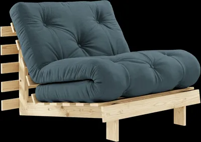 Karup Design Roots Sofá cama con colchón 90x200 757 Azul petróleo/Madera de pino