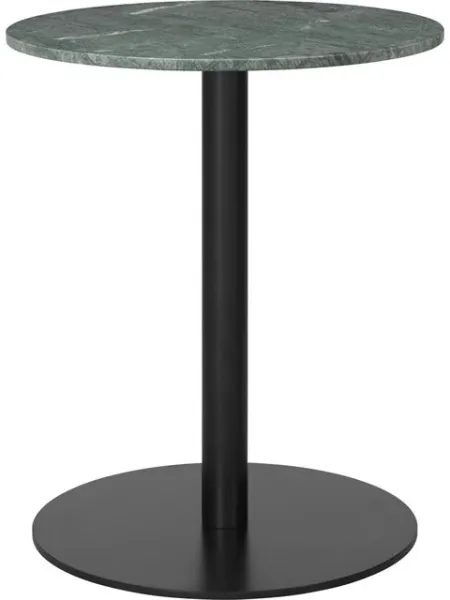 GUBI 1.0 Mesa de Comedor Redonda Ø60 cm con Base Negra y Tapa de Mármol Verde Guatemala