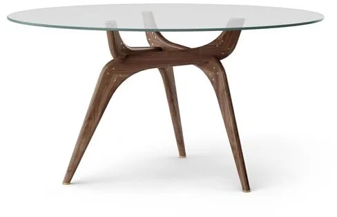 Brdr. Krüger TRIIIO Mesa de comedor Ø135 Nogal Aceitado/Vidrio Transparente