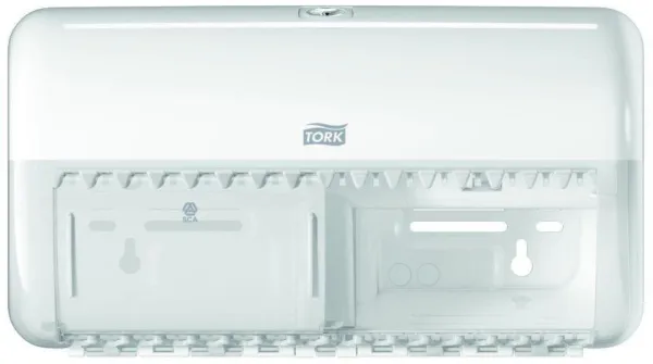 Dispensador doble Tork, para papel higiénico, 2 rollos, blanco, T4