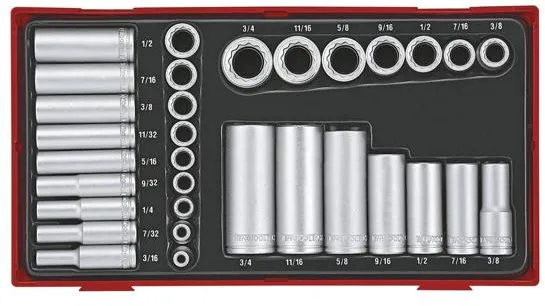 Juego de llaves de vaso Teng Tools 1/4-3/8 pulgada - 32 piezas